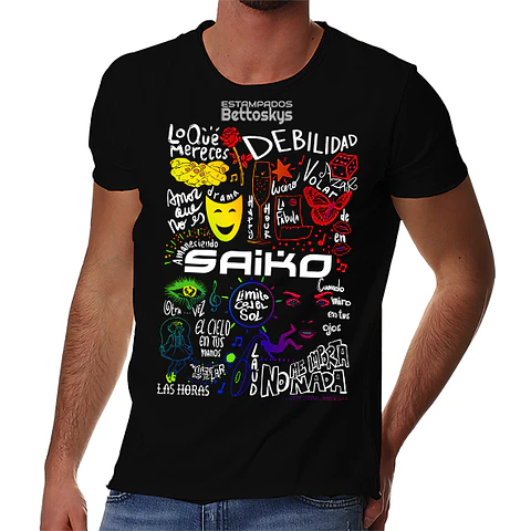 Polera Saiko Canciones - Temazos Rainbow | Pop Rock Chileno