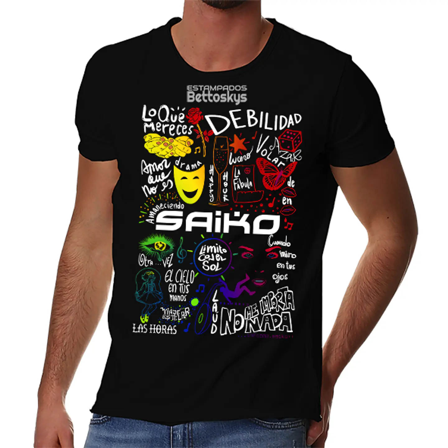 Polera Saiko Canciones - Temazos Rainbow | Pop Rock Chileno 1