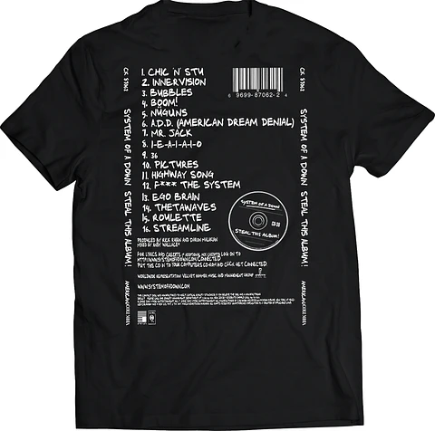Polera System of A Down - Steal This Album! Cancionero | Metal