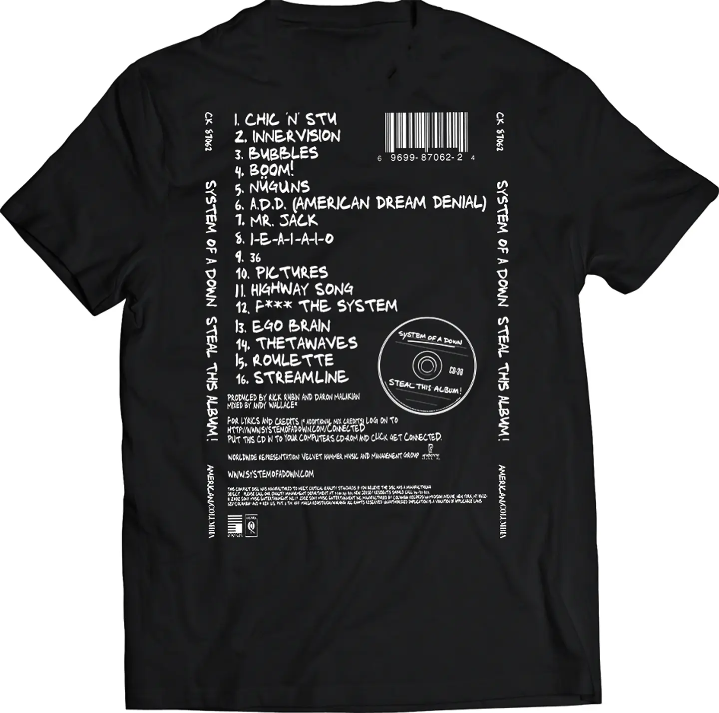 Polera System of A Down - Steal This Album! Cancionero | Metal 2