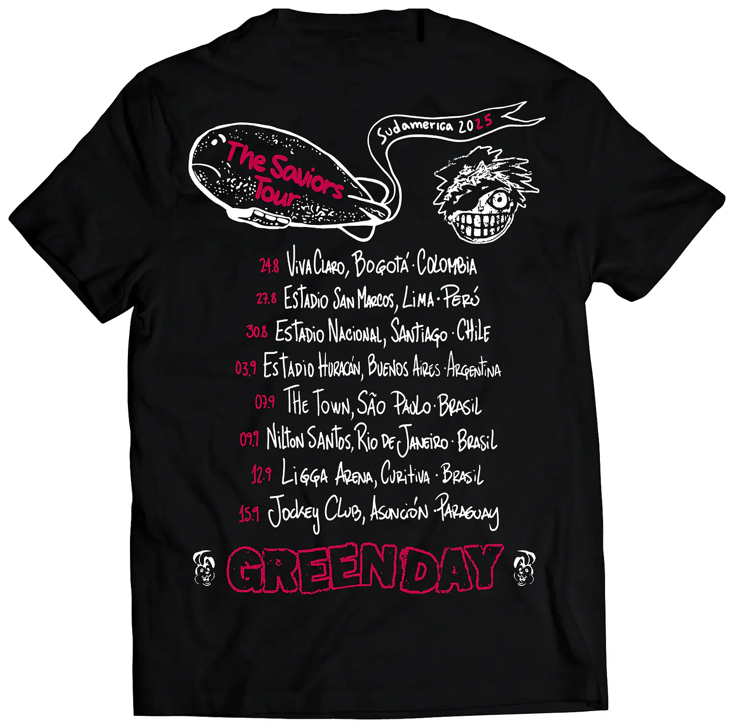 Polera Green Day Saviors Tour 2025 Chile Sudamérica | Fechas Concierto 3