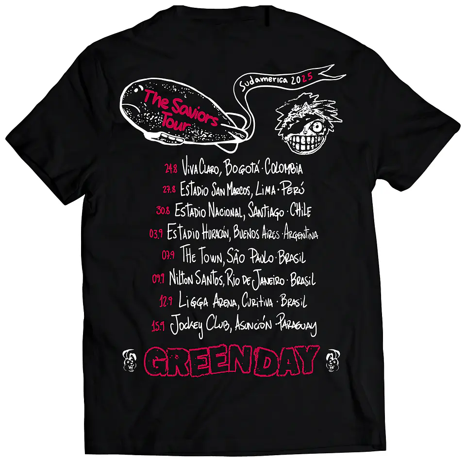Polera Green Day Saviors Tour 2025 Chile Sudamérica | Fechas Concierto 3