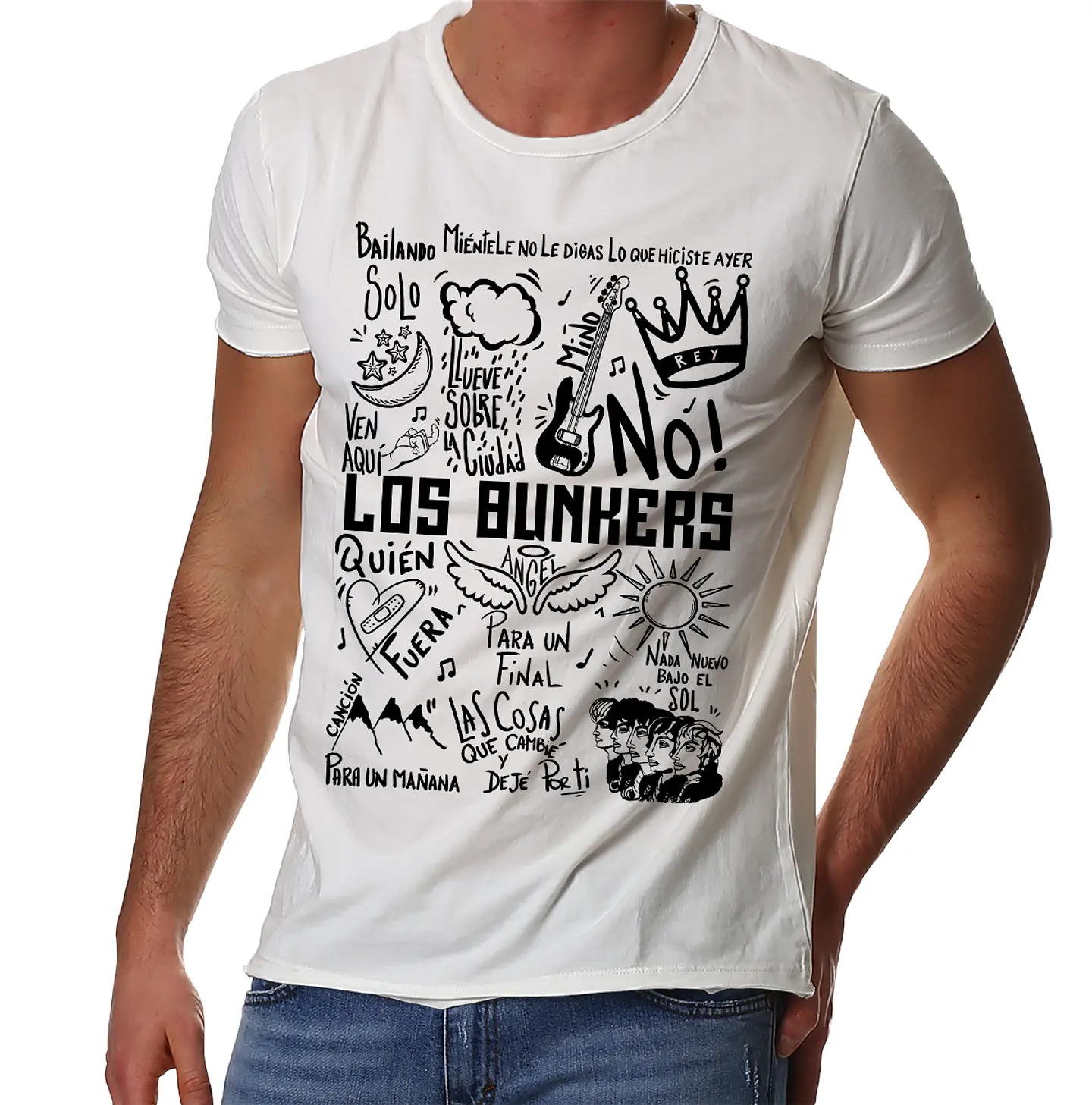 Polera Los Bunkers - Temazos Negro (Blanco) | Indie Rock 1