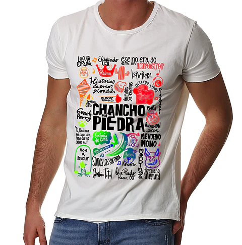 Polera Chancho en Piedra - Temazos Rainbow Blanco | Música