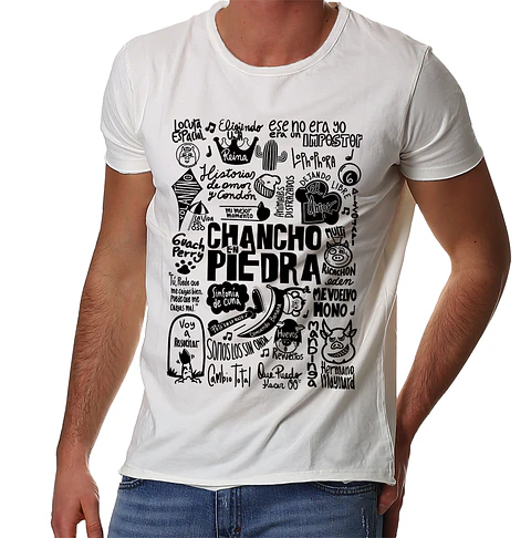 Polera Chancho en Piedra - Temazos Negro (Blanco) | Música