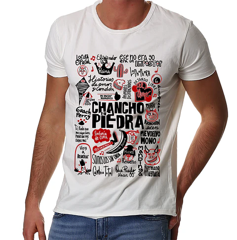 Polera Chancho en Piedra - Temazos Negro/Rojo (Blanco) | Música