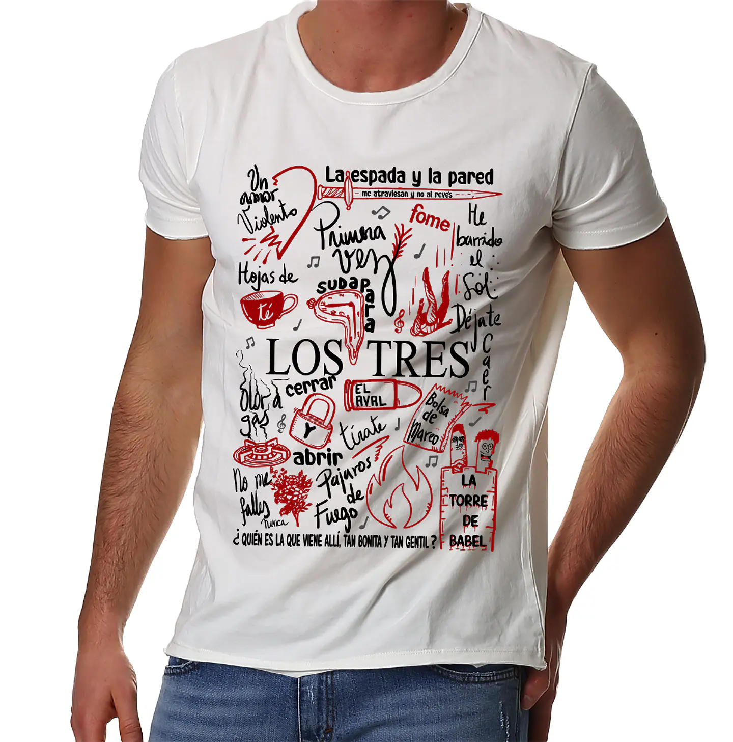 Polera Los Tres - Temazos Negro/Rojo(Blanco) | Rock 1