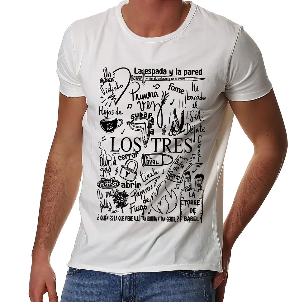 Polera Los Tres - Temazos Negro (Blanco) | Rock 1