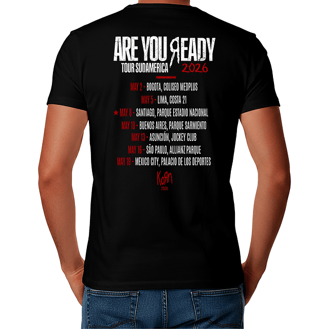 Polera Korn Are You Ready Tour 2026 Chile Sudamérica | Fechas Concierto