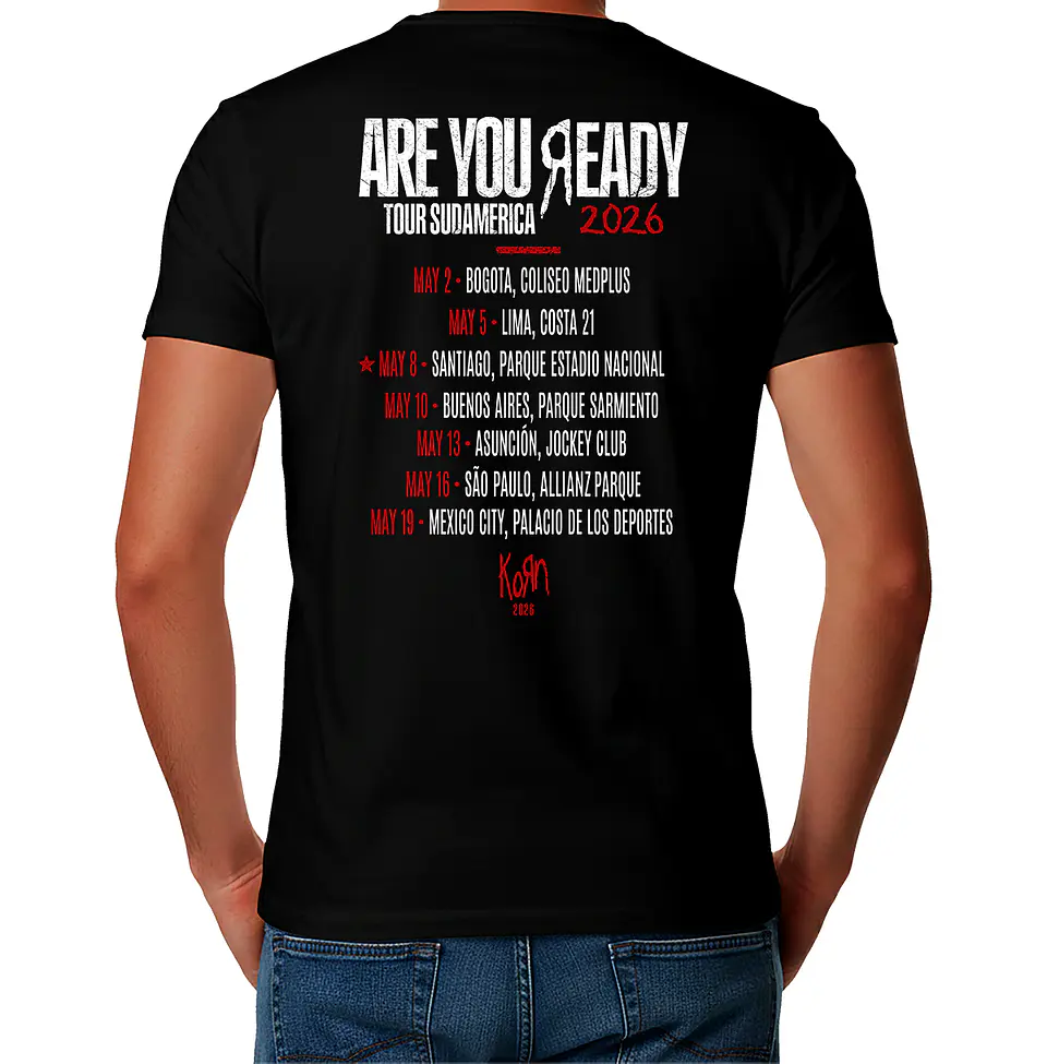 Polera Korn Are You Ready Tour 2026 Chile Sudamérica | Fechas Concierto 4