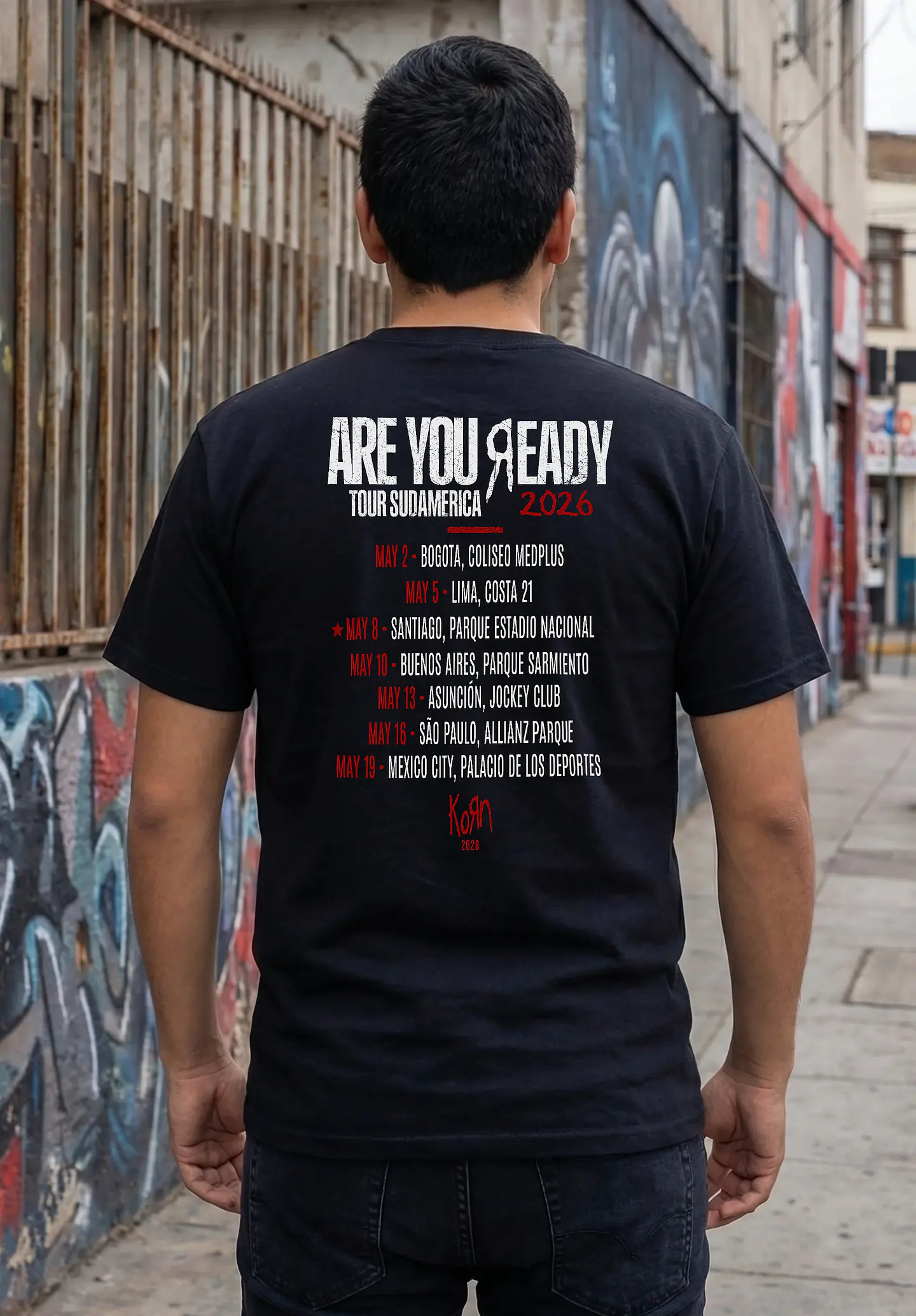 Polera Korn Are You Ready Tour 2026 Chile Sudamérica | Fechas Concierto 3