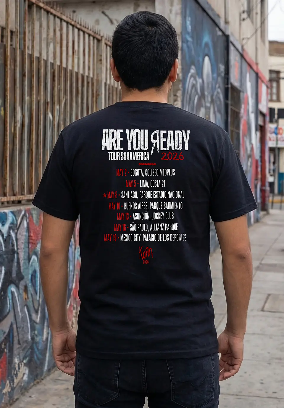 Polera Korn Are You Ready Tour 2026 Chile Sudamérica | Fechas Concierto 3