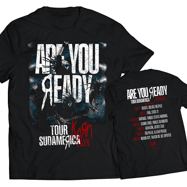 Polera Korn Are You Ready Tour 2026 Chile Sudamérica | Fechas Concierto