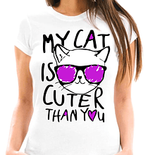 Polera mujer My cat is cuter than you