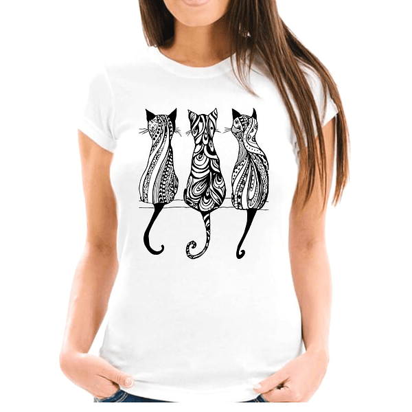Polera mujer 3 gatos