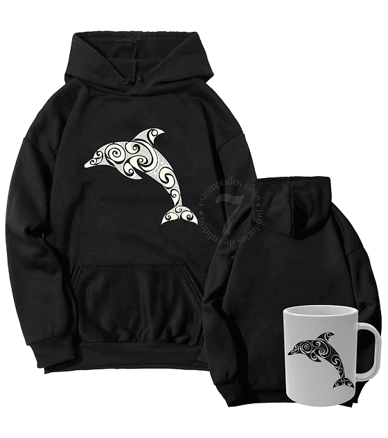 Poleron Canguro Delfin De Mandala Con Taza