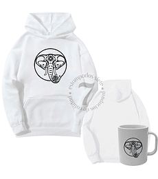 Poleron Canguro Mandala de Elefante Con Taza