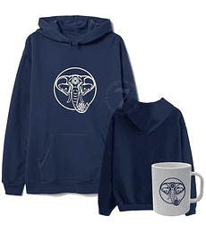 Poleron Canguro Mandala de Elefante Con Taza