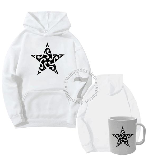 Poleron Canguro Estrella Tribal  Con Taza