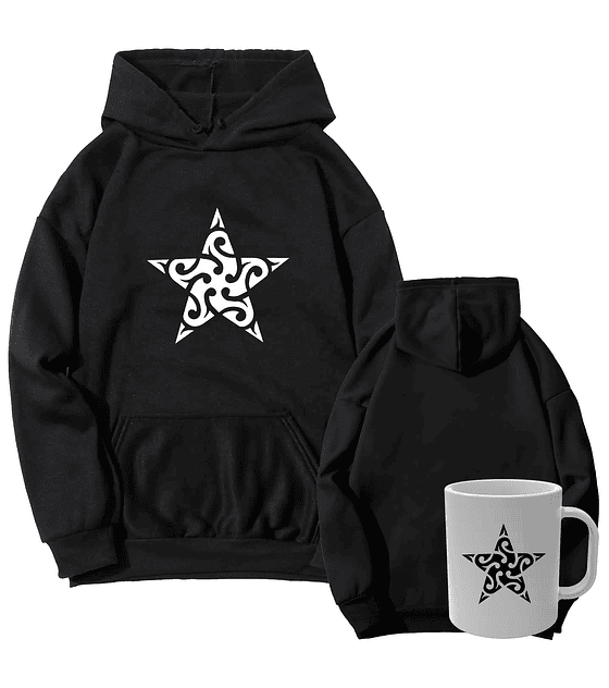 Poleron Canguro Estrella Tribal  Con Taza