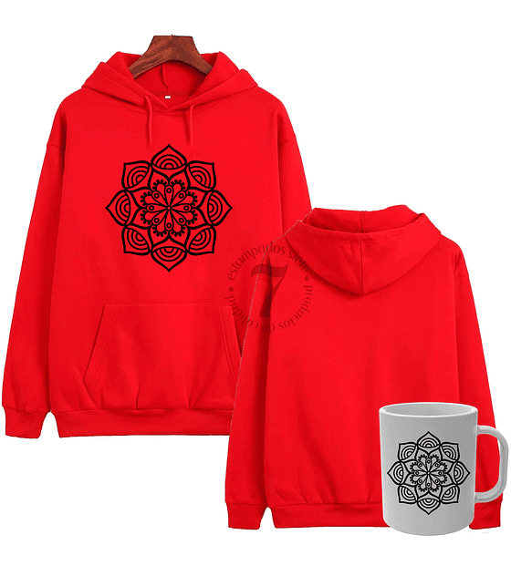 Poleron Canguro Flor De Mandala Con Taza