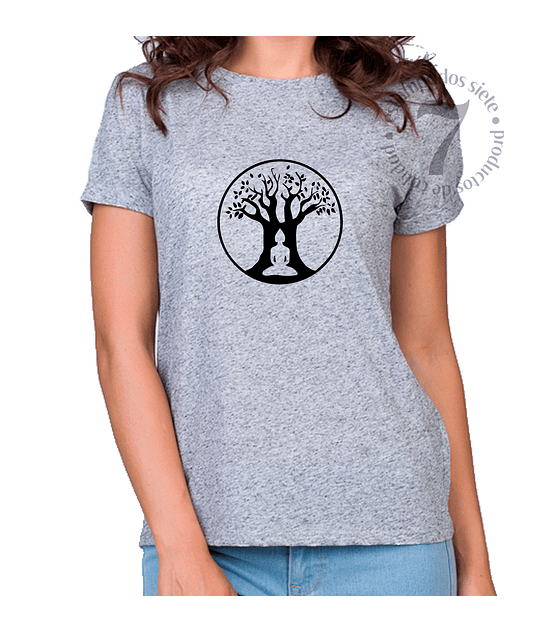 Polera Manga Corta Arbol Con Buda De La Meditacion 