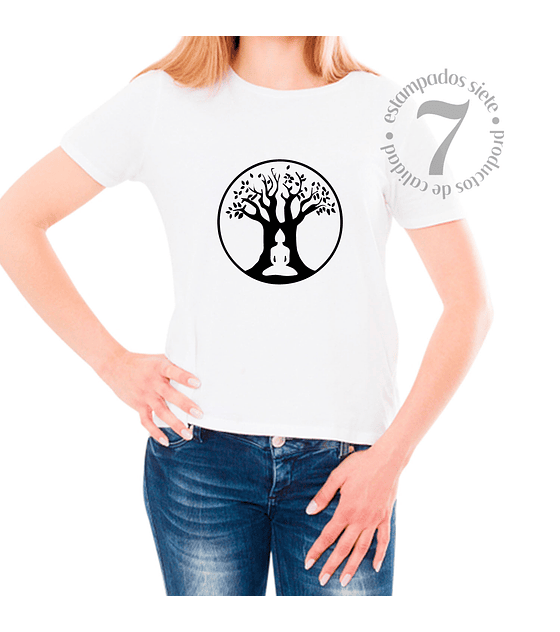 Polera Manga Corta Arbol Con Buda De La Meditacion 