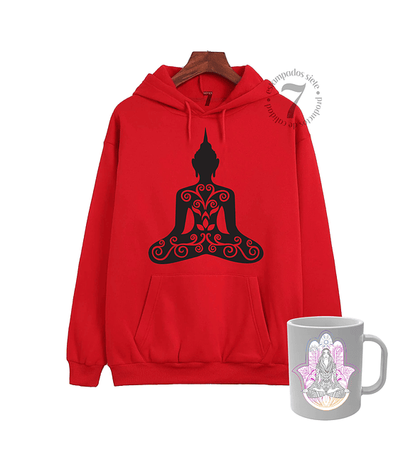 Poleron Canguro Mandala De Buda Con Taza