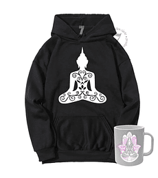 Poleron Canguro Mandala De Buda Con Taza