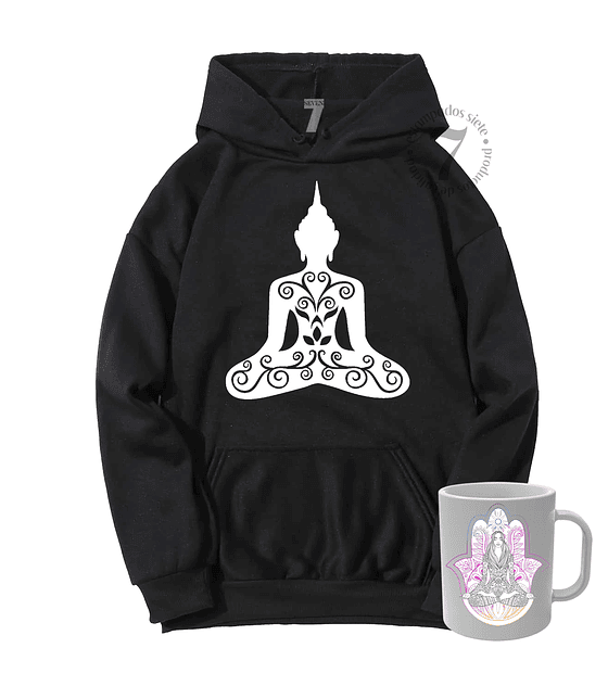 Poleron Canguro Mandala De Buda Con Taza