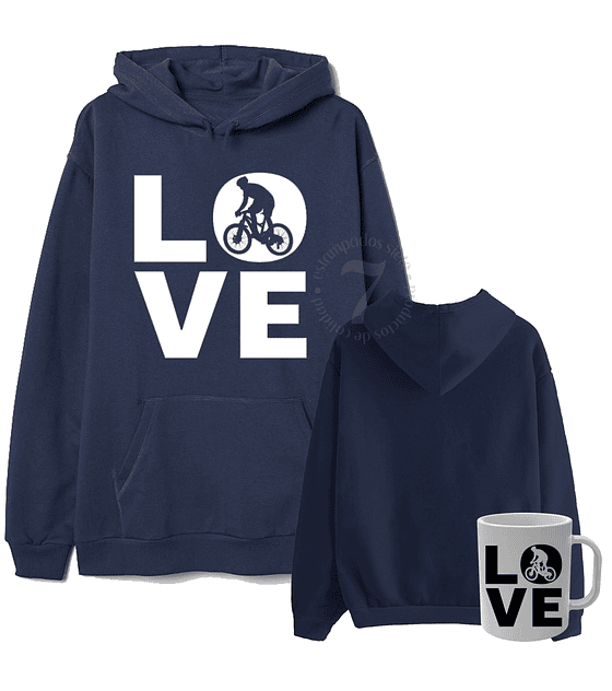 Poleron Canguro Love Bici Con Taza