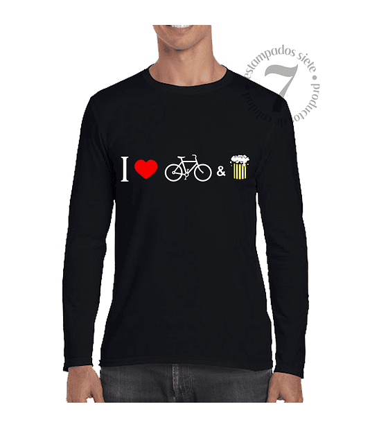 Polera Manga Larga Yo Amo La Bicicleta & La Cerveza