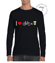 Polera Manga Larga Yo Amo La Bicicleta & La Cerveza