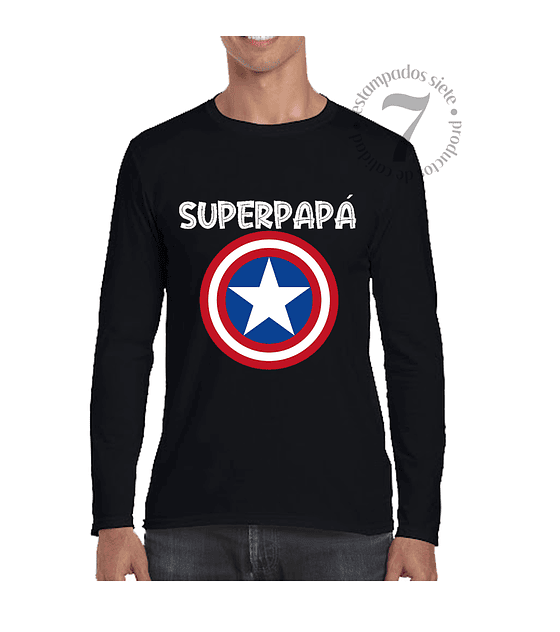 Polera Manga Larga Capitan America Superpapá