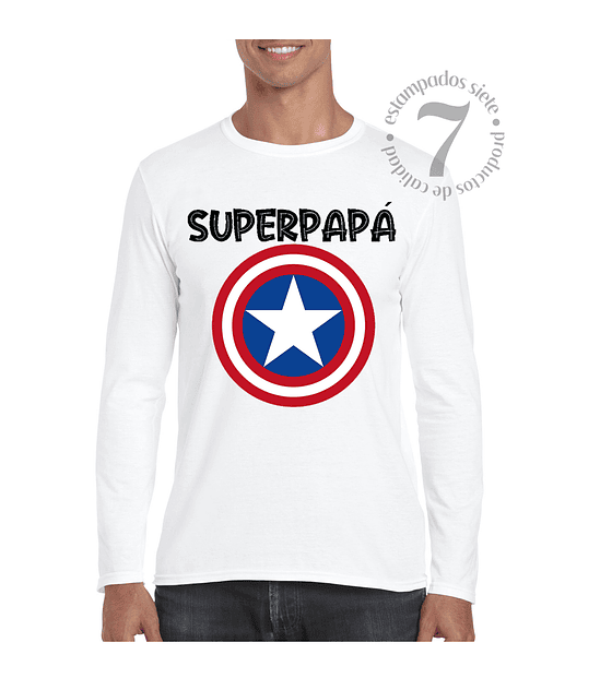 Polera Manga Larga Capitan America Superpapá