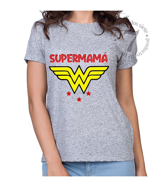 Polera Manga Corta Dama Mujer Maravilla Supermamá