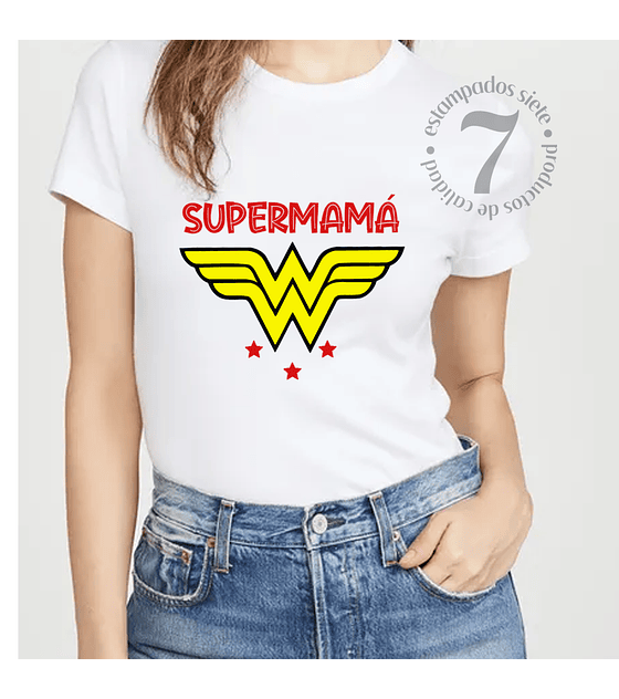 Polera Manga Corta Dama Mujer Maravilla Supermamá