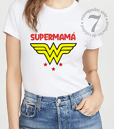 Polera Manga Corta Dama Mujer Maravilla Supermamá