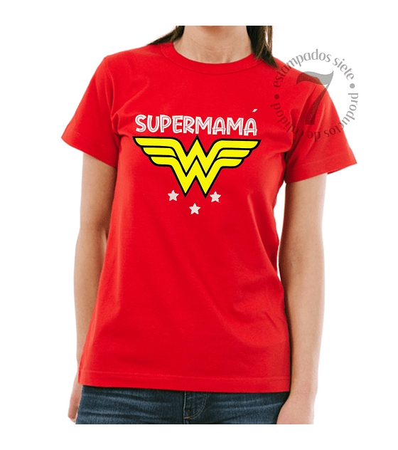 Polera Manga Corta Dama Mujer Maravilla Supermamá