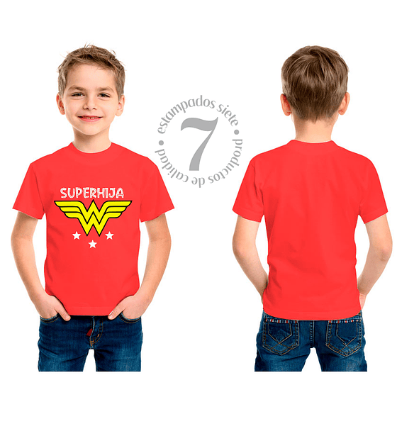 Polera Manga Corta Mujer Maravilla Supermamá Niñas/Niños/Jovenes