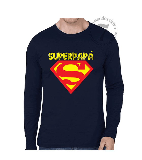 Polera Manga Larga Superman Superpapá