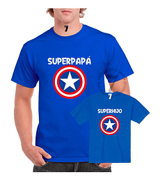 2 Poleras Manga Corta Capitan America Regalo Padre/hijo Papá