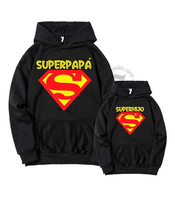 2 Poleron Canguro Superman Regalo Ideal Padre-papá/ Hijo