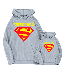 2 Poleron Canguro Superman Regalo Ideal Padre-papá/ Hijo