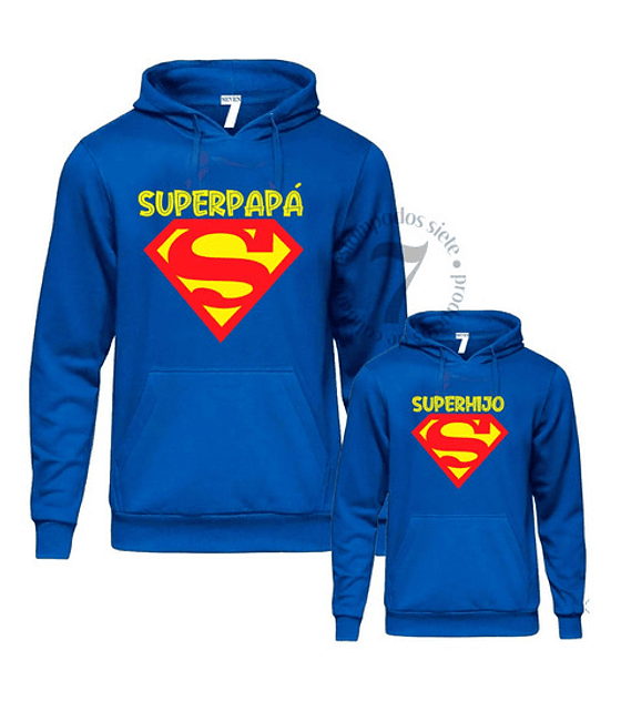 2 Poleron Canguro Superman Regalo Ideal Padre-papá/ Hijo