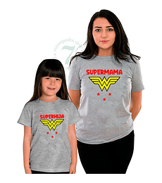 Par De Poleras Manga Corta Super Mama  Regalo Dia Madres