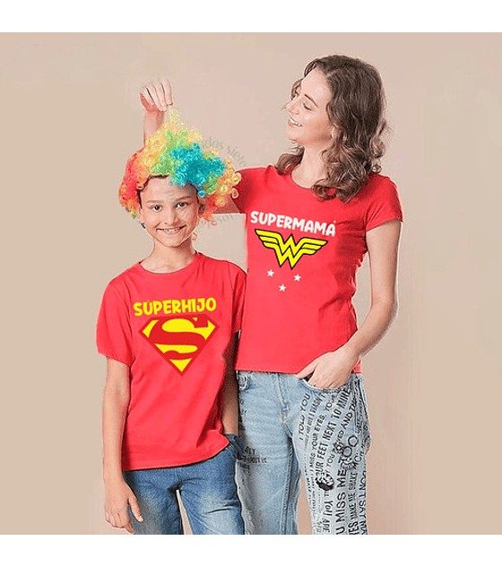 Par De Poleras Manga Corta Super Mama  Regalo Dia Madres