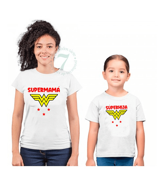 Par De Poleras Manga Corta Super Mama  Regalo Dia Madres