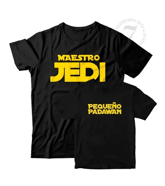 2 Poleras Manga Corta Maesto jedi Regalo Ideal Padre/hijo Papá