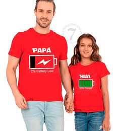 2 Poleras Manga Corta Bateria Regalo Ideal Papá Padre/hija O